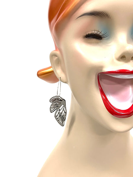 acrylic jewelry - wing earrings - translucent charcoal