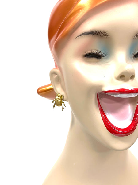 Brass Jewelry - beetle earrings