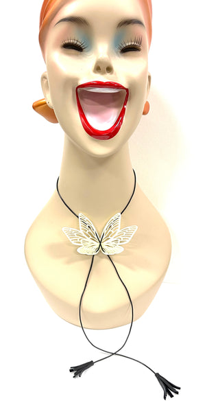 acrylic jewelry - wing necklace - ivory