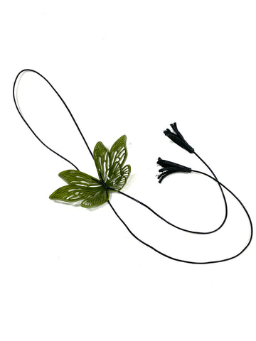 acrylic jewelry - wing necklace - olive