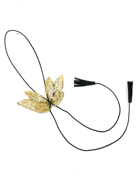 acrylic jewelry - wing necklace - gold mirror