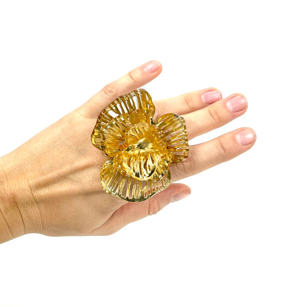 acrylic jewelry - bloom ring - gold mirror