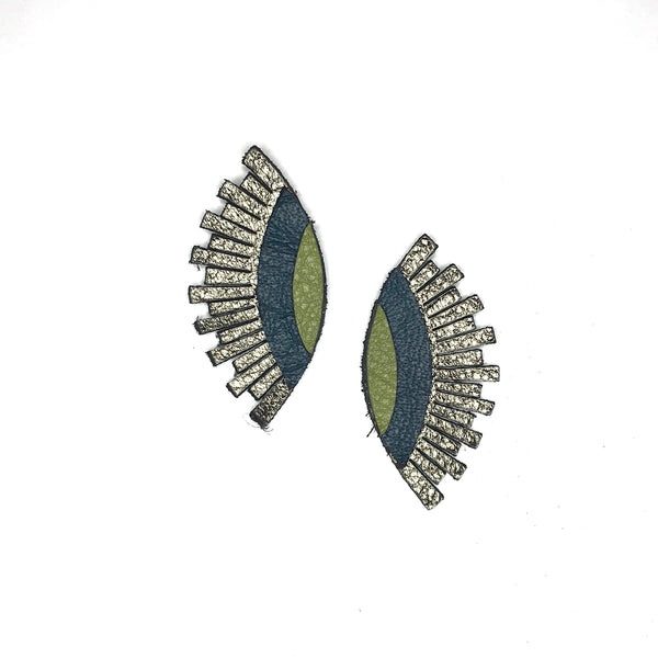 Leather Jewelry - WINK in bronze and green
