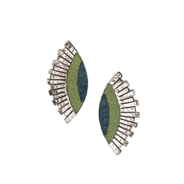 Leather Jewelry - WINK in rose gold and olive