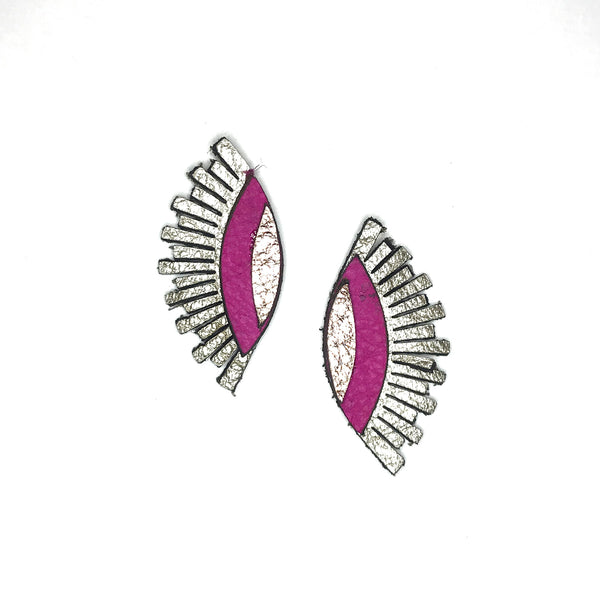 Leather Jewelry - WINK in champagne and pink