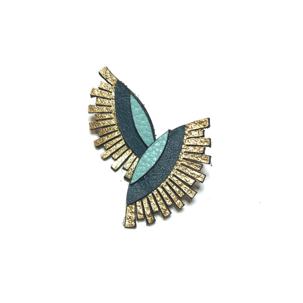Leather Jewelry - WINK in gold and blue