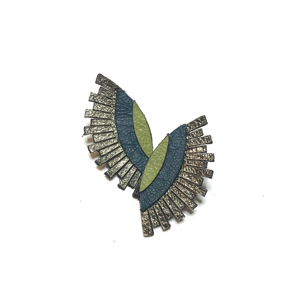 Leather Jewelry - WINK in bronze and green