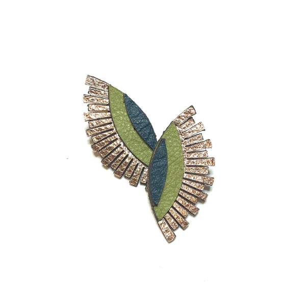Leather Jewelry - WINK in rose gold and olive