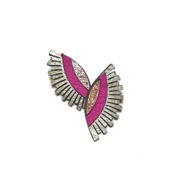 Leather Jewelry - WINK in champagne and pink