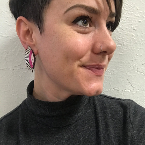 Leather Jewelry - WINK in champagne and pink