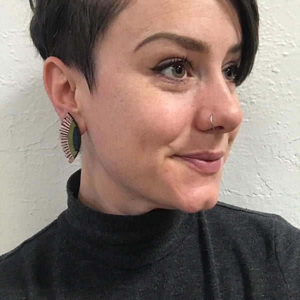 Leather Jewelry - WINK in rose gold and olive