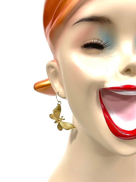 Brass Jewelry - moth earrings