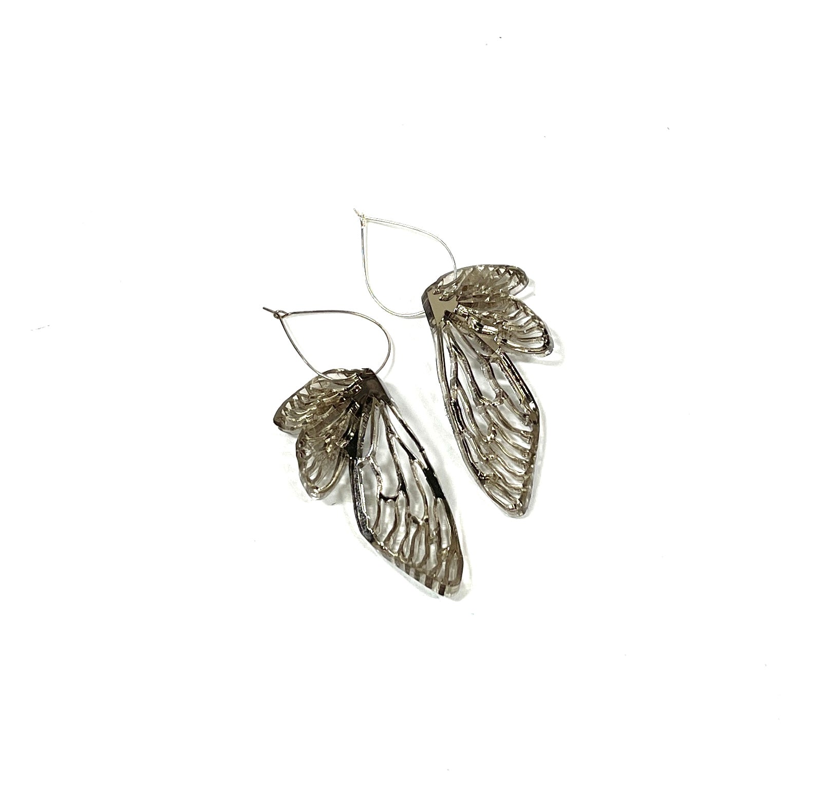 acrylic jewelry - wing earrings - bronze mirror