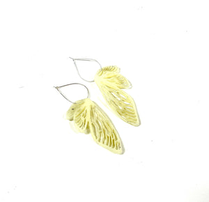 acrylic jewelry - wing earrings - ivory