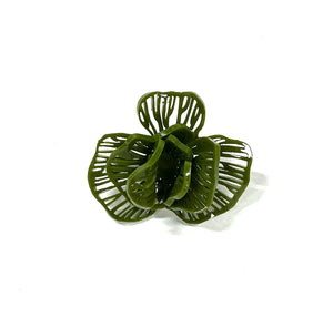 acrylic jewelry - bloom ring - olive