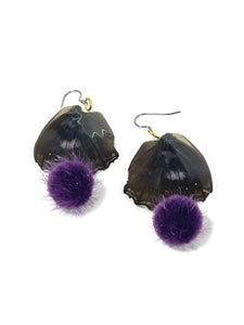 butterfly wings - purple with poms