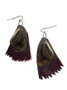 butterfly wings - burgundy leather fringe